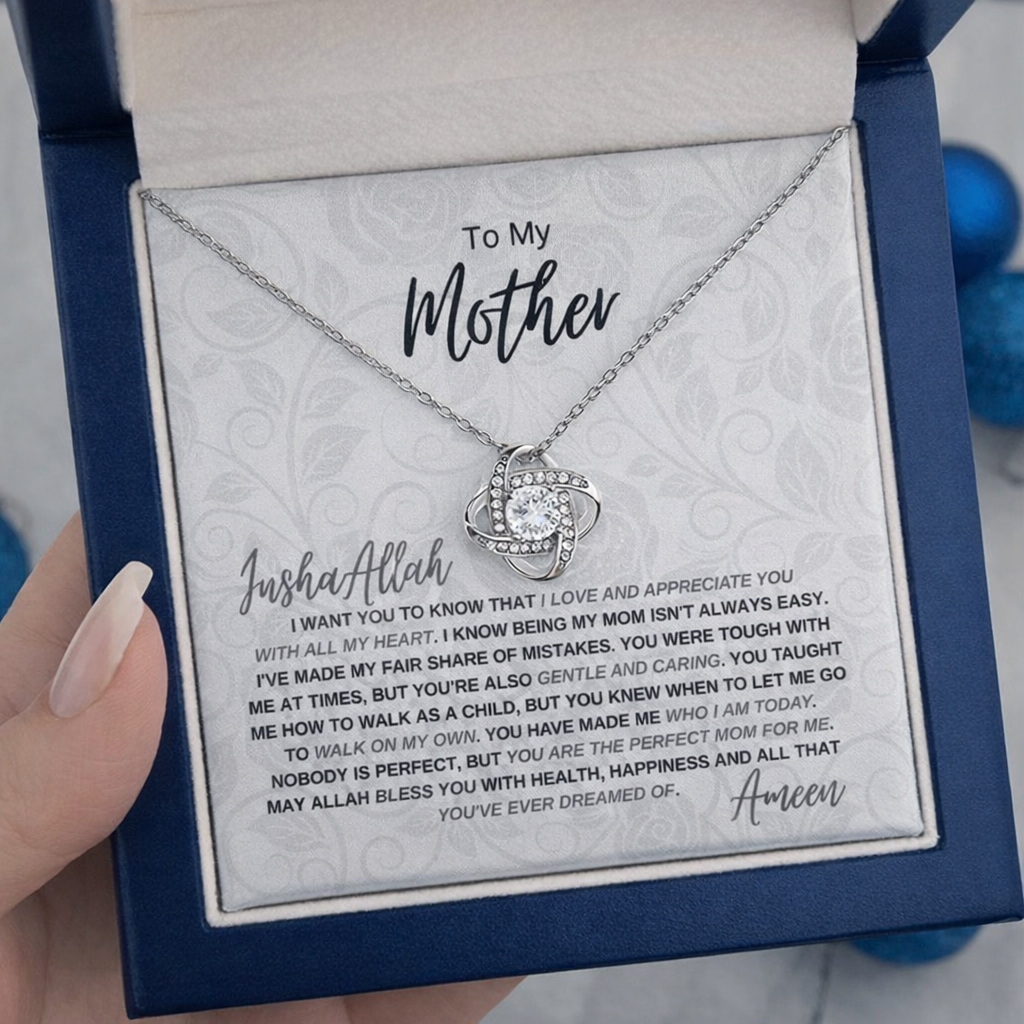 Gift for Muslim Mother | You are the Perfect Mom for Me | Love Knot Necklace