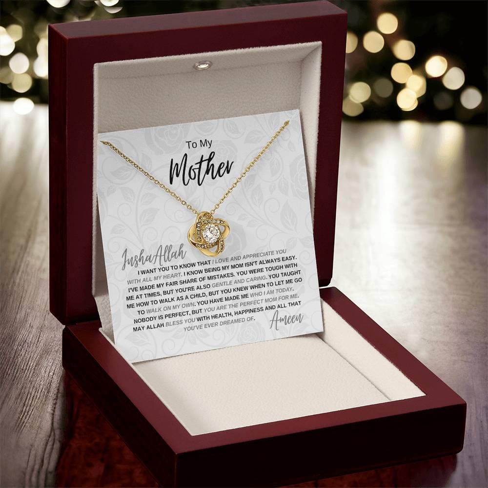 Gift for Muslim Mother | You are the Perfect Mom for Me | Love Knot Necklace