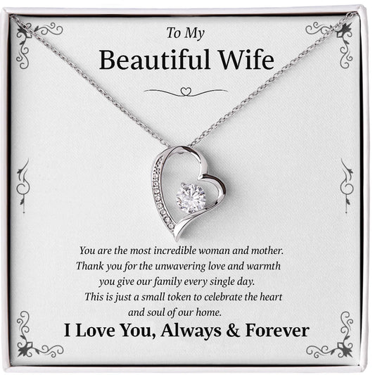 To My Beautiful Wife | Heart Necklace | Perfect Gift For Her